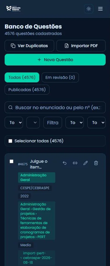 Banco de questões do professor